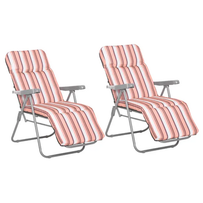 Set of 2 Padded Reclining Garden Chairs Outsunny