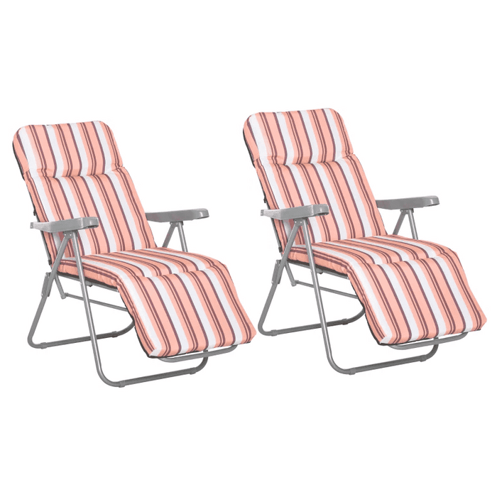 Set of 2 Padded Reclining Garden Chairs