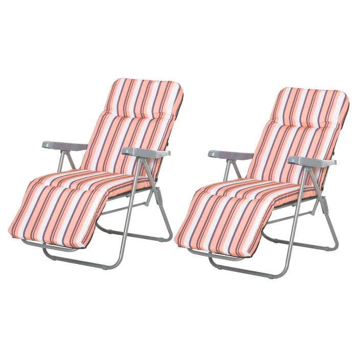 Set of 2 Padded Reclining Garden Chairs