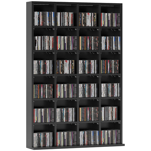 Black CD Storage Unit with Adjustable Shelves 89 x 130.5 cm by HOMCOM