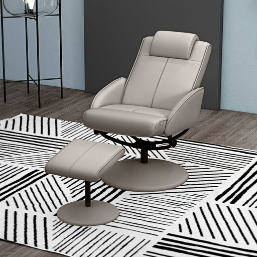 Recliner Armchair With Swivel Base And Footstool For Living Room Comfort Grey