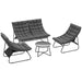 4 Seater Rattan Garden Furniture Set with Cushions and Glass Table in Grey by Outsunny