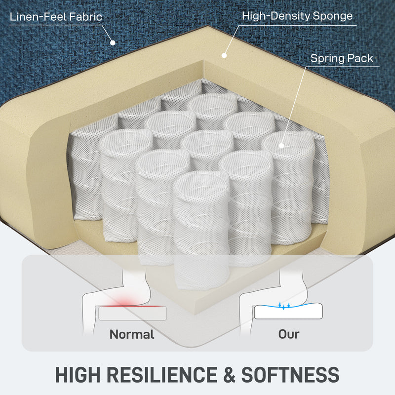 Blue 2 Seater Click Clack Sofa Bed with Side Pockets and Pillows by HOMCOM