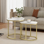 Marble Effect Nesting Tables Gold and White Space Saving Design by HOMCOM