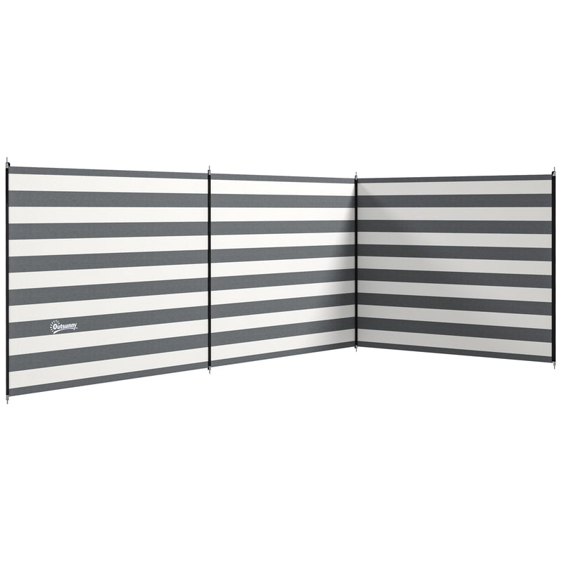4 Pole Outdoor Windbreak Shelter With Steel Frame And Carry Bag For Camping Grey White AOSOM