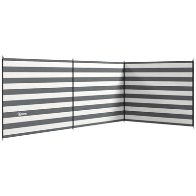 4 Pole Outdoor Windbreak Shelter With Steel Frame And Carry Bag For Camping Grey White AOSOM