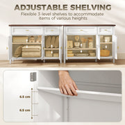Hallway Sideboard with Adjustable Shelves and Drawers for Organised Storage White Brown Homcom
