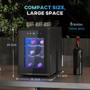 Six Bottle Countertop Wine Fridge 8-18℉ Temperature Control Black by HOMCOM