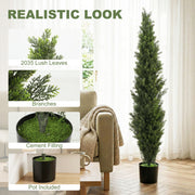 Artificial Cypress Trees Set of 2 for Tidy Low Maintenance Front Door Display Green Homcom