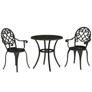 Three Piece Black Aluminium Garden Bistro Set Weather Resistant by Outsunny