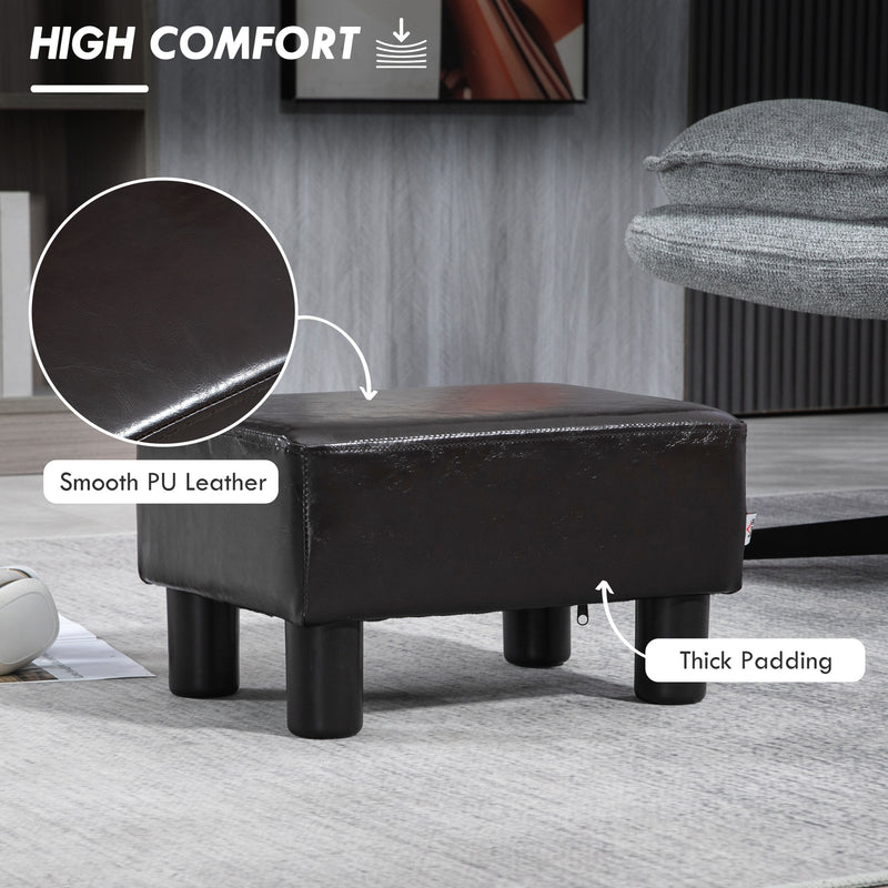 PU Leather Ottoman Footstool Cube with Sturdy Legs for Living Room Comfort, Brown