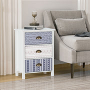 Set of 2 Three Drawer Bedside Tables with Metal Handles for Bedroom or Lounge Purple AOSOM