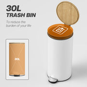 Kitchen Pedal Bin 30L with Soft Close Lid and Removable Liner for Easy Cleaning White Homcom