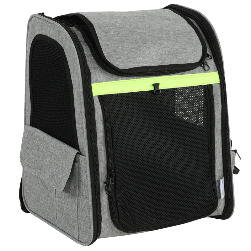 Backpack Pet Carrier with Expandable Space for Cats and Small Dogs Light Grey