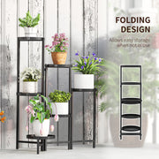 Black 3 Tier Foldable Metal Plant Stand for Indoor Outdoor Use by Outsunny