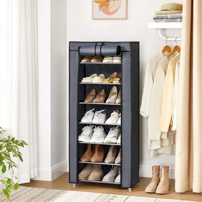 Songmics Shoe Rack With Cover, Grey, 7 Tier