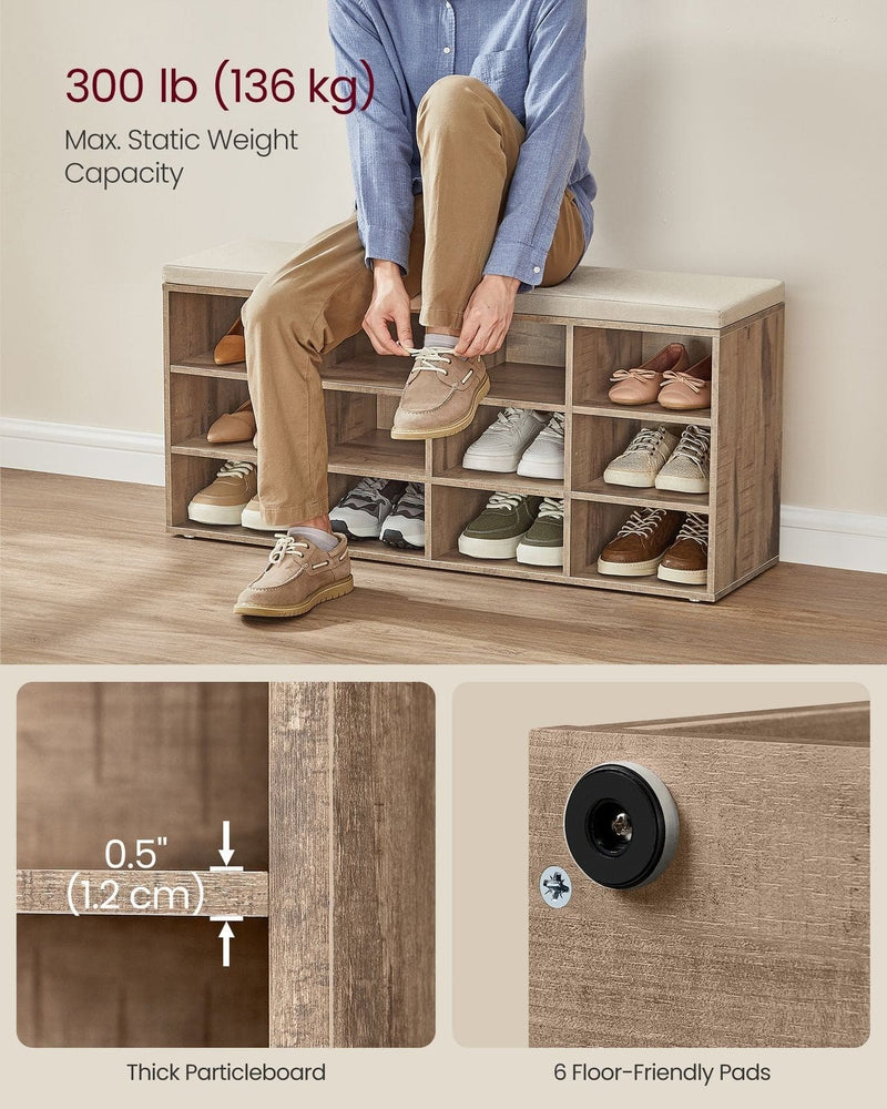 Shoe Storage Bench With Seat Cushion by Vasagle