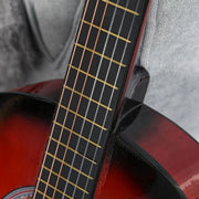 Three Quarter Acoustic Guitar Set For Beginners With Carry Case Ideal For Learning Red AOSOM