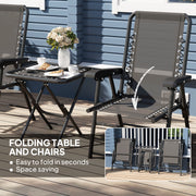 Three Piece Garden Table and Chair Set Black Weather Resistant by Outsunny