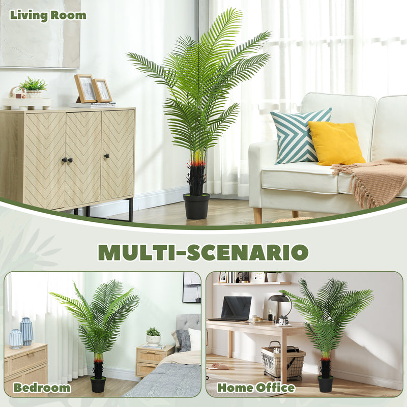 150cm Artificial Areca Palm Tree with 12 Lifelike PE Leaves for Home or Office Decor, Green