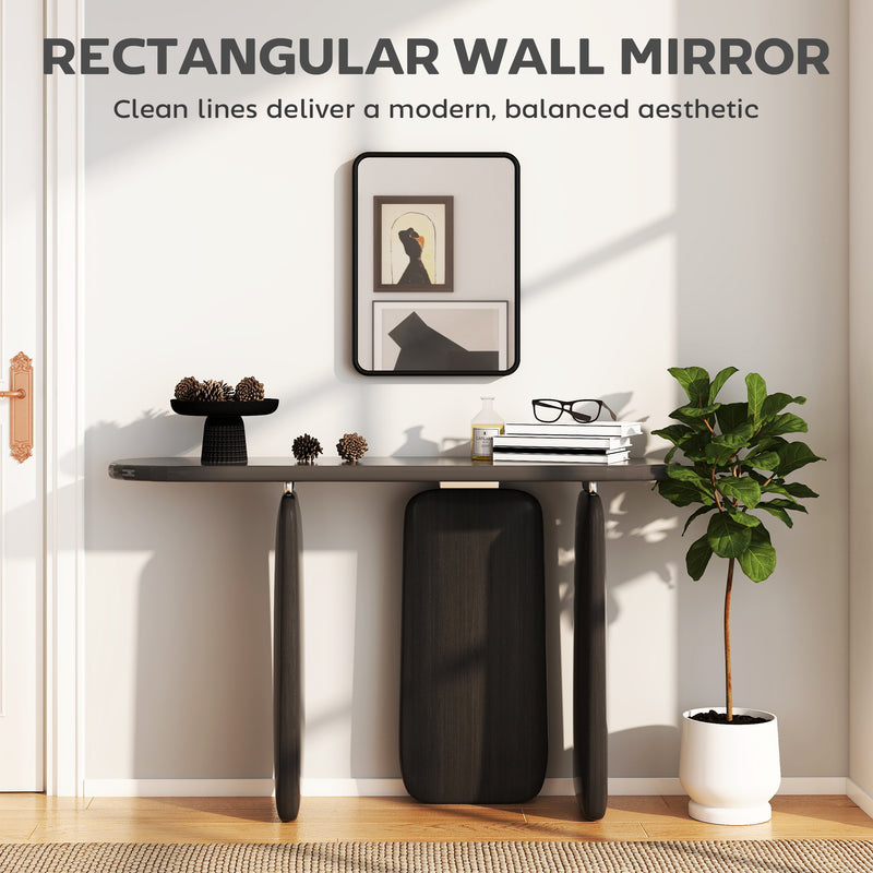 Rectangular Wall Mirror With HD Glass For Bedroom Or Hallway Decoration Black