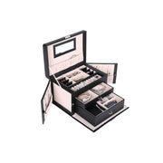 Side Opening Jewellery Box with Multiple Compartments and Mirror for Organising by Songmics