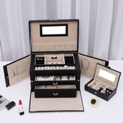 Side Opening Jewellery Box with Multiple Compartments and Mirror for Organising by Songmics