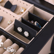 Side Opening Jewellery Box with Multiple Compartments and Mirror for Organising by Songmics