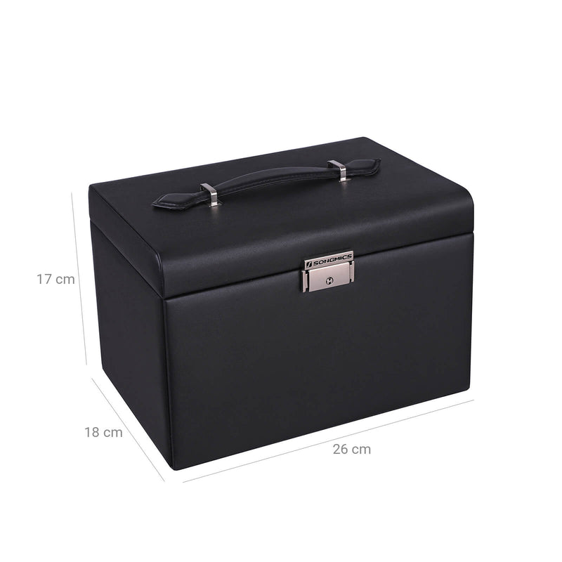 Side Opening Jewellery Box with Multiple Compartments and Mirror for Organising by Songmics
