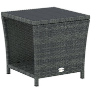 Side Table For Patio with 2-Tier Storage PE Rattan - 45W x 45D x 43H cm Outsunny