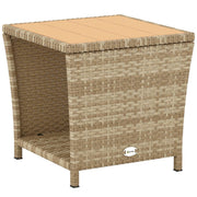Side Table For Patio with 2-Tier Storage PE Rattan - 45W x 45D x 43H cm Outsunny