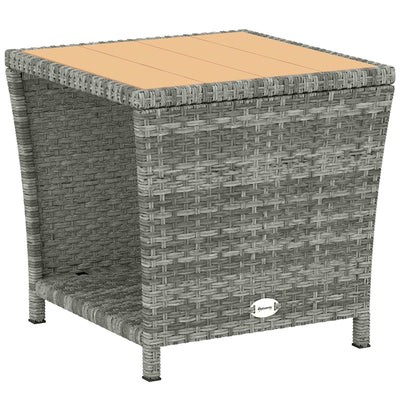 Side Table For Patio with 2-Tier Storage 45W x 45D x 43H cm Light Grey