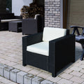 Single Rattan Garden Armchair With Cushion Outsunny