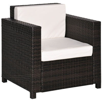 Single Rattan Garden Armchair With Cushion Outsunny
