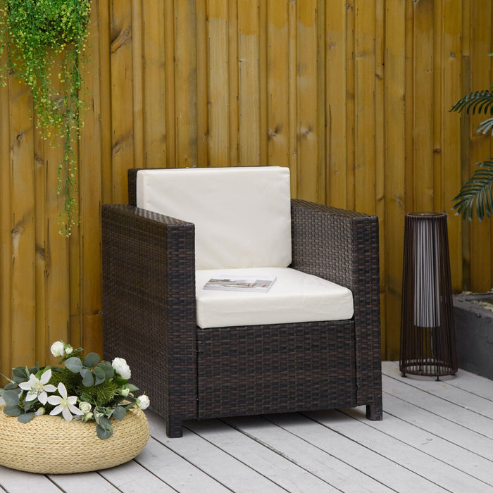 Single Rattan Garden Armchair With Cushion