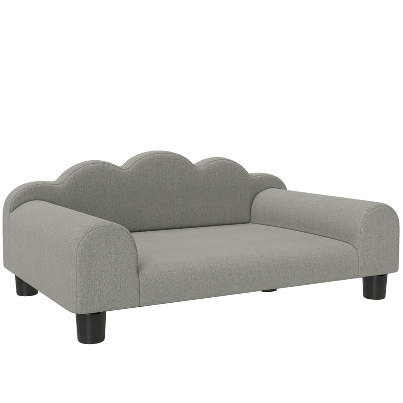 Elevated Dog Sofa Bed with Backrest and Armrests for Small Pets Ideal for Indoors Grey