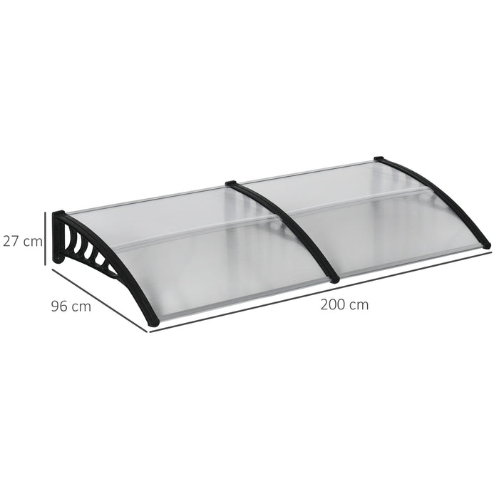 Clear Front Door Porch Canopy 200 x 96cm Outdoor Awning Rain Shelter for Windows and Porches by Outsunny