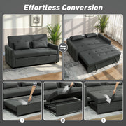 Two Seater Sofa Bed With Three Reclining Positions For Lounge Or Guest Room Charcoal Grey AOSOM
