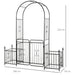 Metal Garden Arbor Arch with Double Doors and Planter Baskets Black by Outsunny