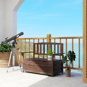 2 Seater Wooden Garden Storage Bench with Armrests - Durable Fir Wood Construction Outsunny