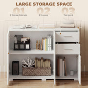Sideboard with Adjustable Shelves and Drawers for Family Storage White AOSOM
