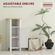 Slim Bathroom Storage Cabinet with Adjustable Shelf and Open Compartment, White