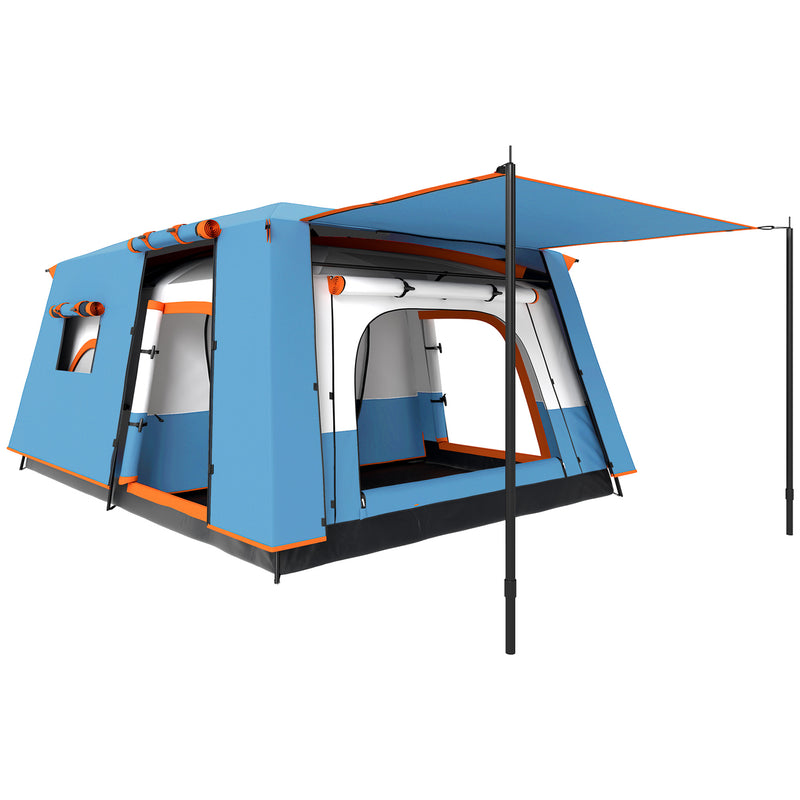5 Person Family Camping Tent with Two Bedrooms and Living Area Waterproof Blue