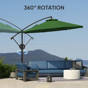 Green 3m Cantilever Garden Parasol with Cover Wind Strap and Tilt by Outsunny