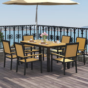 6 Seater Garden Dining Set with Stackable Chairs and Aluminium Frame by Outsunny