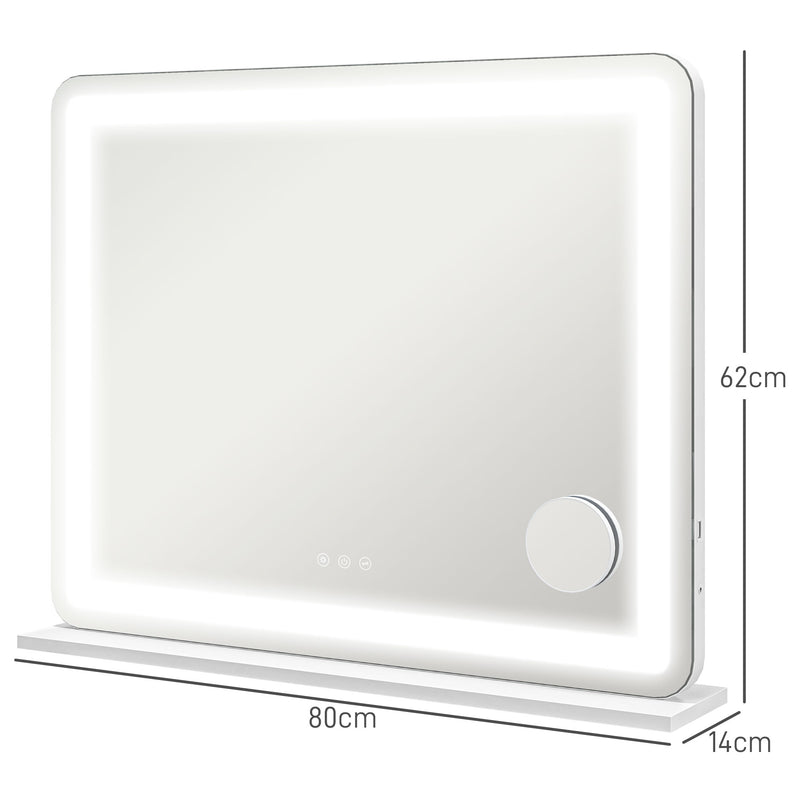 White Vanity Mirror With Lights And 10X Magnifier For Bedroom Or Dressing Table Use