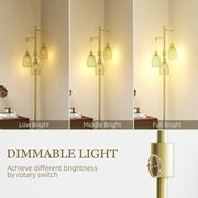 Gold Industrial 3 Light Floor Lamp with Dimmable Steel Shades for Living Room