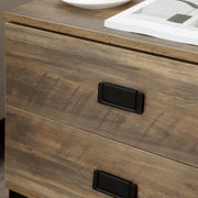 Set of 2 Retro Bedside Tables with 2 Drawers and Metal Frame for Bedroom Coffee