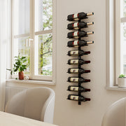 10 Tier Wall Mounted Wine Rack Steel Holds 10 Bottles for Kitchen Dining Room Home Bar Black by HOMCOM