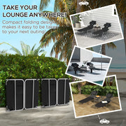Foldable Sun Loungers Set of 2 with Reading Hole and Adjustable Backrest for Garden Black AOSOM
